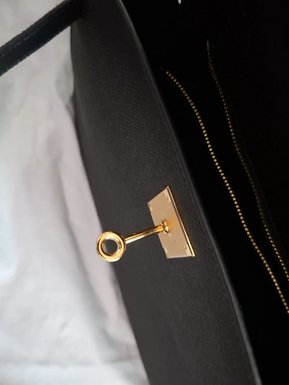 Structured Top-Handle Women's Bag in Black with Gold Hardware - Picture 4 of 6